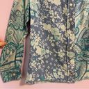 Coldwater Creek  100% Silk Blouse Blue Mixed Boho Prints Button Collar PS Photo 2