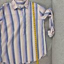 Gap  Women's Oversize Boyfriend Shirt Striped Blue Pink Size Large Linen Blend Photo 6