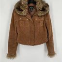 Moda Vintage 90s  International Brown Leather Jacket with Faux Fur Trim - Small Photo 0