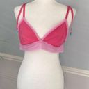 Aerie Y2K Bralette Lace Rim Bubblegum Pink Racerback Tassels Size XL Festival Photo 0