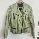 Miss Sixty  M60 Light Green Faux Leather Moto Jacket Womens Size S Zippers Photo 1