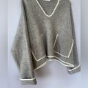 ZARA  Contrast Topstitching Crop Knit Sweater in Gray Size XL Photo 5