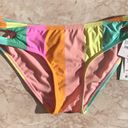 The Bikini Lab Orange and Green  Colorful Striped Swim Bottoms Photo 1