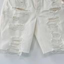 Free People  Mid Rise Boyfriend Distressed Bermuda Shorts in White Sz 25 NWT Photo 6