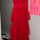 Betsy and Adam Sleeveless Corset Red Dress Photo 0