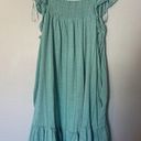 LC Lauren Conrad  Green Smocked Ruffle Sleeve Midi Dress Size M Medium Teal Party Photo 7