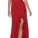 La Femme  Flutter Slit Trumpet Gown in Red Size US 00 Photo 0