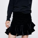 ZARA Asymmetrical Black Size Medium Velour Skirt Photo 0