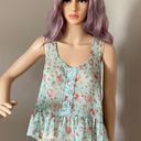 Iris Blue Sleeveless BOHO Floral Croptop Medium Photo 0