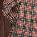 Max Studio Women’s Size Large Red Tartan Plaid Button Down Shirt • Shirred Cuffs Photo 9