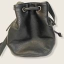 American Eagle  Black Faux Leather White Sherpa Bucket Bag Photo 5