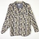 Dress Barn  Yellow & Black Floral Woven Stripe Long Sleeve Button Up Shirt Size 2X Photo 0