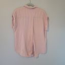 Harper  Peach Open Back Short Sleeve Linen Blend Button-Up Photo 2