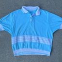 Jantzen Vintage 90s  pastel blue tropical fish ringer polo shirt Photo 0