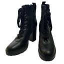 Steve Madden  Black Leather Lace Up High Heel Boot Size 9 Photo 0