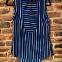 Tommy Hilfiger  Blue White Striped Sleeveless Keyhole Blouse Women's Size Small Photo 0