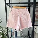 ZARA  Light Pink High Rise Side Slit Button Fly Cut-Off Denim Shorts Women’s 2 Photo 2