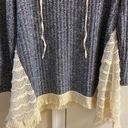 ee:some Ee women's Heather Blue Fringed Hooded Tunic, L NWT Photo 1