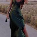 ZARA Draped Lingerie Style Emerald Forest Green Midi Dress  Photo 8