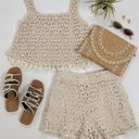 Off White Crochet Top/Short Set Tan Photo 4