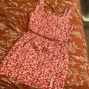 SheIn Red and white floral 2 piece set  size Medium Photo 1