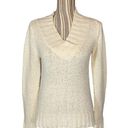 Energie  Cream V-Neck Knit Pullover Sweater Women Sz M Photo 0