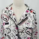 Kate Spade  Pajama Set Makeup Print Long Sleeve Button Up Top & Cropped Pant XS Photo 4