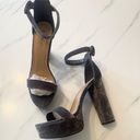 Bamboo Cute Gray velvet ankle straps Y2K 90s platform sandals chunky high heels Photo 0