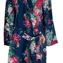 Johnny Was  Evelyn Silk Sleep Robe Floral Print Cozy Navy Blue Size XS Photo 1