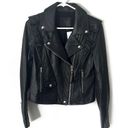 Paige  Annika Leather Moto Ruffled Jacket in Black Sz S Photo 3