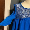 Crocheted Design Top, Open Back And Open Shoulder Blue Size M Photo 1