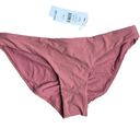 PilyQ NWT  Lotus Basic Ruched Full Bikini Bottoms Mauve Pink Hipster Low Rise M Photo 0