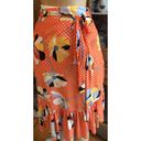 CAbi  Orange Floral Polka Dot Wrap Skirt Ruffle Hem Self Tie Waist   Size Small Photo 3