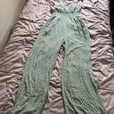 American Eagle Green Floral Jumpsuit Photo 0