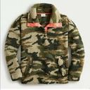 J.Crew  Vintage Sherpa Fleece Pullover Jacket Camo Camouflage Olive Army Green Photo 0