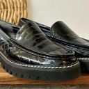 Donald Pliner Hope Crocodile Embossed Patent Leather Lug Sole Platform Loafers Photo 2