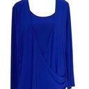 Coldwater Creek  Women's Wrap Drape Top Long Sleeve Shirt Layered Blue Large Photo 0