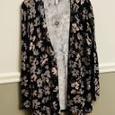 Isaac Mizrahi  Live Open Front Floral Printed Peplum Cardigan Size Medium Photo 4