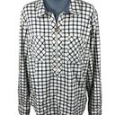 Tommy Hilfiger Flannel Shirt Women's XL Cream Plaid Roll Tabs Popover 1/2 Zip Photo 0