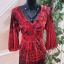 One World  Women's Red Velvet V-Neck Long Sleeve Casual Tunic Top Blouse Size 1X Photo 12