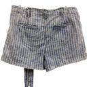 American Eagle  Outfitters High Rise Tie Belted Striped Denim Jean Shorts Size 14 Photo 3