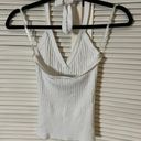 It’s Our Time Small White Ribbed Cotton Halter Top Photo 1