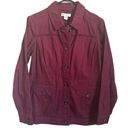 Christopher & Banks NEW  Blazer Jacket Medium Red Wine Eyelet Trim Cotton Pockets Photo 0