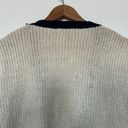 Vintage Contrast Cream And Navy Cardigan Sweater Blue Size M Photo 9