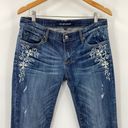 Driftwood  Jeans Embroidered Floral Skinny Slim Fit Distressed Blue Denim size 29 Photo 2