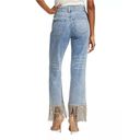 Alice + Olivia  Amazing Boyfriend Rhinestone Fringe Straight High Rise Jeans 25 Photo 1