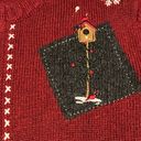 Croft & Barrow  Womens Cardigan Sweater Large Red Full Zip Snowman Ugly Christmas Photo 3