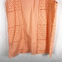 August Silk  Medium Top Orange Peach Eyelet Embroidered Sleeveless Tunic 840 Photo 5