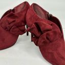 Call it spring  Womens size 9 Vegan Suede Heel Booties Ruffle Shoes Red 4 inch Photo 7