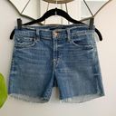 J Brand Dark Wash Mid Rise Denim Raw Hem Shorts Photo 0